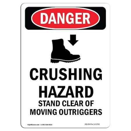 Signmission Safety Sign, OSHA Danger, 14" Height, Aluminum, Crushing Hazard Stand, Portrait OS-DS-A-1014-V-1759